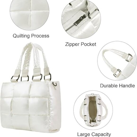 NWT. Puffer Quilted Crossbody Bad. Pearlized White Color. - Picture 4 of 4